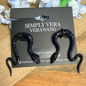 Simply Vera Wang Black Snake Statement Earrings 🖤 Textured Serpent Drop NWT